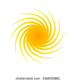 Orange abstract circle banner Element for design in the form of the sun with spiral rays halftone Decorative isolated symbol of summer, spring Creative design Advertising logo icon sun Vector clip art