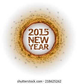 Orange abstract circle with new yer 2015 numbers. 