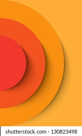 Orange abstract circles with drop shadow background. Vector illustration