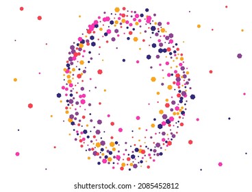 Orange Abstract Confetti Wallpaper. Dot Prize Frame. Purple Round Fall. Circle Multicolor Energy Background. Year Illustration.