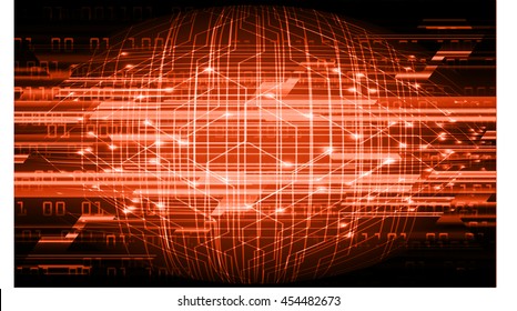 orange abstract cyber future technology concept background, vector illustration, circuit, binary code
