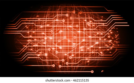 orange abstract cyber future technology concept background, illustration, circuit board, vector