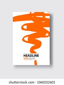 Orange abstract design. Ink paint on brochure, Color element isolated on white. Grunge banner paints. Simple composition. Liquid ink. Background for banner, card, poster, identity,web design.