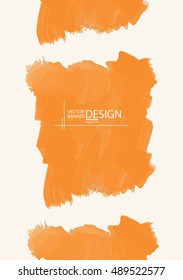 Orange abstract design. Ink paint on brochure, Color element isolated on white. Grunge banner paints. Simple composition. Liquid ink. Background for banner, card, poster, identity,web design.