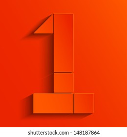 Orange abstract digit one