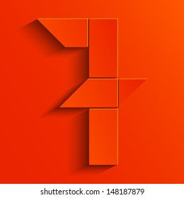 Orange abstract digit seven