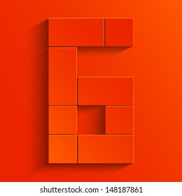 Orange abstract digit six
