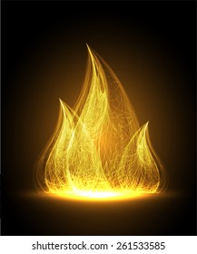orange Abstract fire flames on a black background. Colorful vector illustration