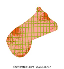 Una figura plana abstracta de color naranja con textura granulada y patrón a cuadros verdes.