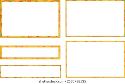 orange abstract flowers colorful pattern square frames set vector