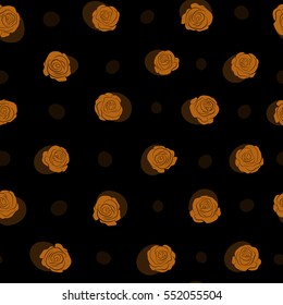 Orange abstract flowers. Seamless pattern. Vector watercolor background.