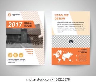 orange abstract flyer layout template, brochure background, leaflet with cover, vector design in a4 size for business annual report