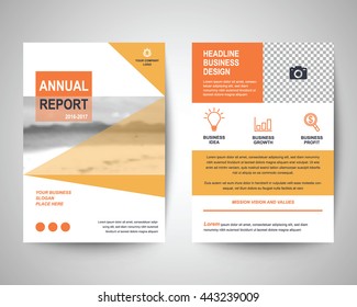 orange abstract flyer layout template, brochure background, leaflet with cover, vector design in a4 size for business annual report
