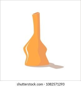 Orange abstract form vase isolated on white background. Vector illustration