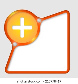 orange abstract frame with screws and plus symbol
