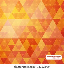 Orange abstract geometric background with dots and triangles