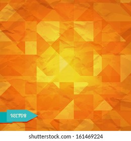 Orange abstract geometric background with triangles. Summer pattern - vector