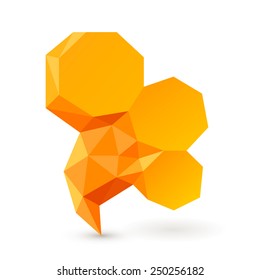 Orange abstract geometric bubble banner. Design element for web site. Can be used for website or info-graphics. Isolated on white background. With space for text. Vector illustration.