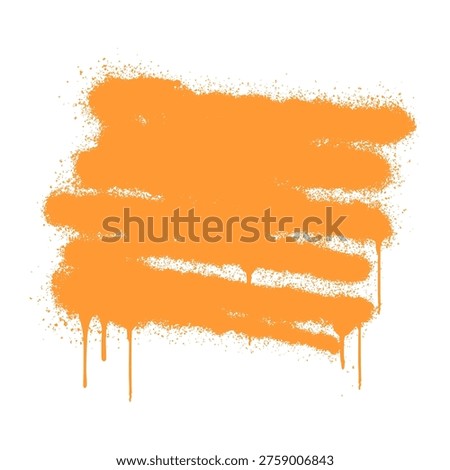 Orange Abstract Graffiti Spray Paint Block Stroke with Bold Aerosol Drips and Raw Urban Texture.