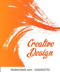 Orange abstract grunge brush strokes. Wave stylised. Creative design. Vector background.