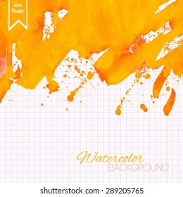 Orange abstract hand painted grunge background. Vector illustration.