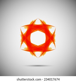 Orange abstract hexagon  logo  template.  Emblem symbol.