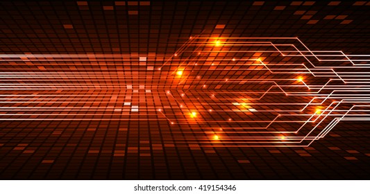 orange abstract hi speed internet technology background illustration. eye scan virus computer. motion move.
