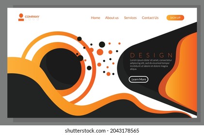 orange abstract home page template for website.