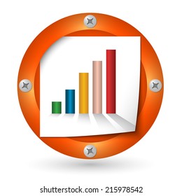 orange abstract icon with paper and graph