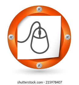 orange abstract icon with paper and mouse icon
