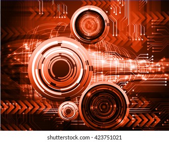 orange abstract light hi speed internet technology background illustration, eye scan virus computer. motion move graphic, vector