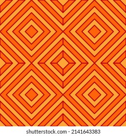 Fondo de patrón sin soldadura cuadrado diagonal geométrico de línea abstracta naranja. Ilustración vectorial.