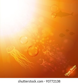 orange abstract marine nature background vector illustration