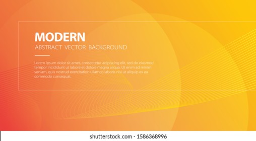 Orange abstract modern background with wavy lines vector banner, elegant wave backdrop poster or flyer with light and technology stripes, curve energy fluid gradient template design