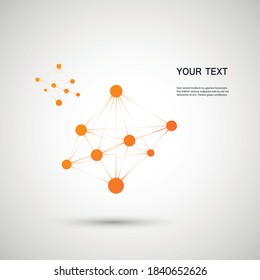 orange abstract molecule on a white background