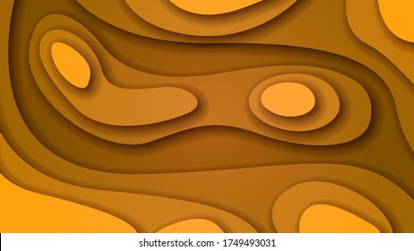 Orange abstrakte Papier geschnitten Hintergrund Vektor Shadows 3D glatte Objekte Modern Design