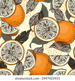 Orange abstract pattern. Vector seamless texture.