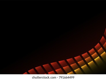 orange abstract pixel curve background, square layer line, technology geometric background, vector illustration