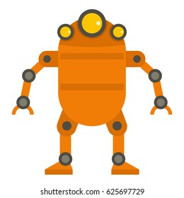 Orange abstract robot icon flat isolated on white background vector illustration