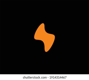 Orange abstract shape on black background