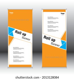 Orange Abstract Shapes Modern advertisinig promotion rollup banner.vector EPS