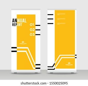 Orange Abstract Shapes Modern Exhibition Advertising Trend Business Roll Up Banner Stand Poster Brochure flat design template creative concept. White background Roll Up EPS