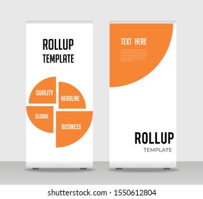 Orange Abstract Shapes Modern Exhibition Advertising Trend Business Roll Up Banner Stand Poster Brochure flat design template creative concept. Orange Roll Up EPS. Presentation Cover