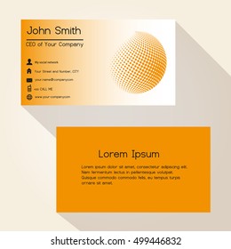 orange abstract sphere from dots business card design eps10