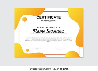 diseño de plantilla de certificado de estilo abstracto naranja.