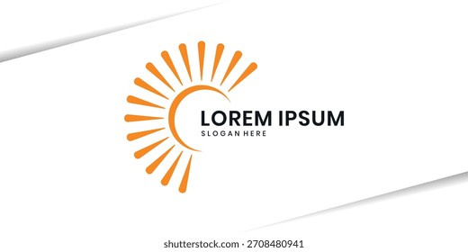 Orange abstract sun rays logo design