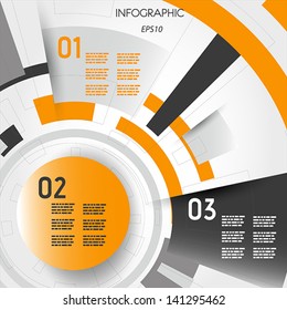 Orange Abstract Technical Infographic Layout With Rings. Infographic Concept.