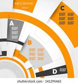 orange abstract technical infographic rings. infographic concept.