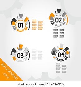 orange abstract technical infographic rings with numbers. infographic concept.