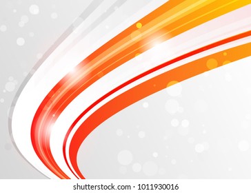 Orange abstract template for card or banner. Metal Background with waves and reflections. Business background, silver, illustration. Illustration of abstract background with a metallic element